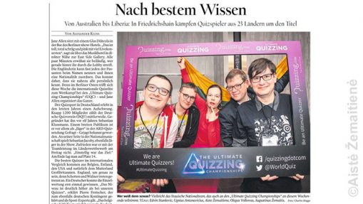 Lietuvos viktorinų rinktinė pateko ir į Vokietijos spaudos puslapius (Tagesspiegel)